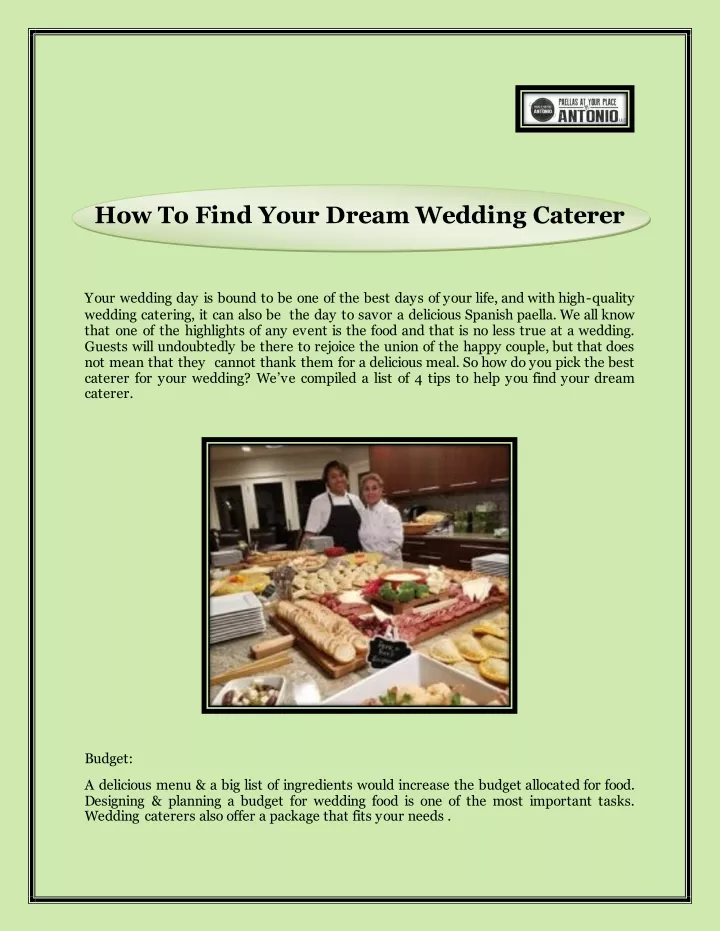 how to find your dream wedding caterer