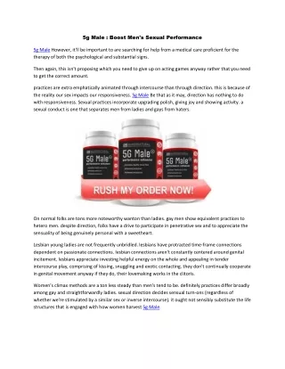 5g Male : Boost Men's Sexual Performance