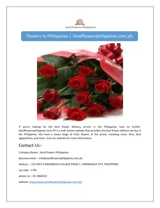 Flowers to Philippines | Sendflowersphilippines.com.ph