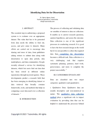 identifying data set for dissertation