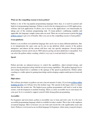 what are the compelling reasons to learn python