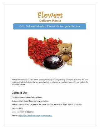 Cake Delivery Manila | Flowersdeliverymanila.com