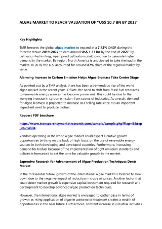 algae market to reach valuation