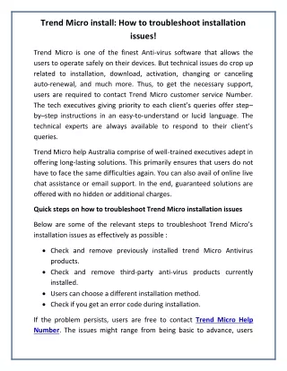 trend micro install how to troubleshoot