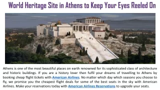 World Heritage Site in Athens to Keep Your Eyes Reeled On