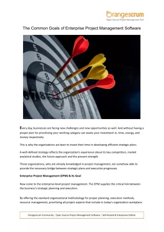 the common goals of enterprise project management