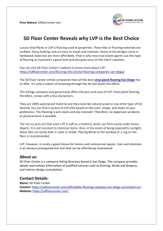 SD Floor Center Reveals why LVP is the Best Choice