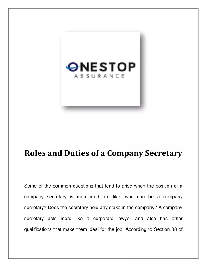 roles and duties of a company secretary