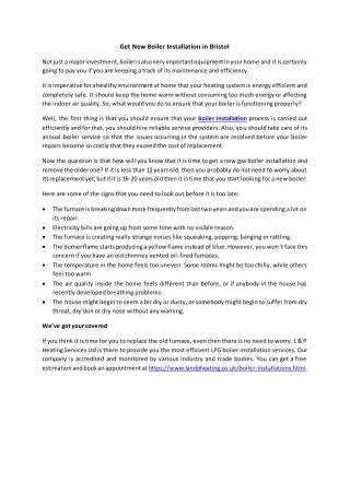 get new boiler installation in bristol