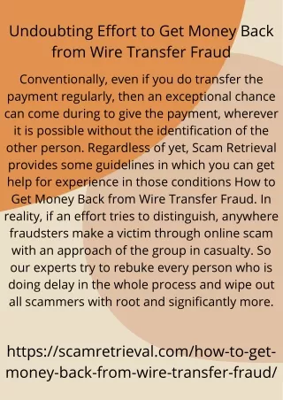 undoubting effort to get money back from wire
