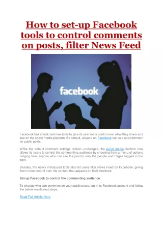 how to set up facebook tools to control comments