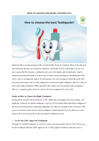 How to Choose Right Toothpaste