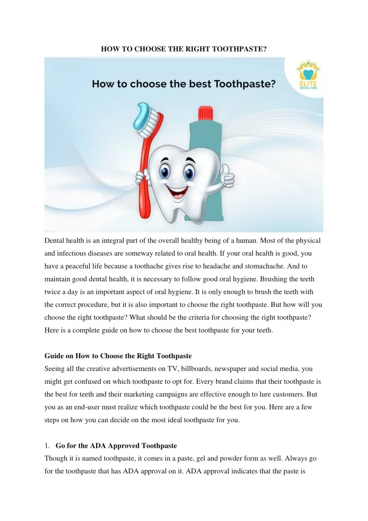 how to choose the right toothpaste