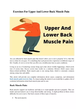 Exercises For Upper And Lower Back Muscle Pain