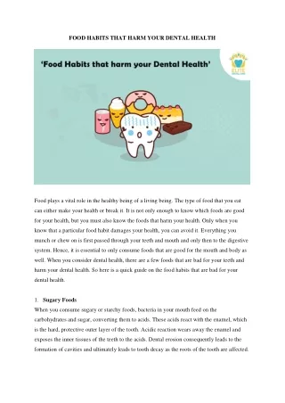Food Habits That Harm Your Dental Health