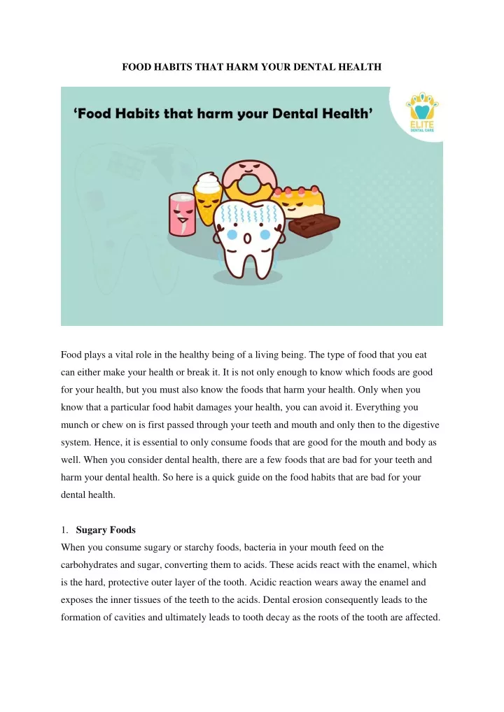 food habits that harm your dental health