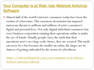 Your Computer is at Risk: Use Webroot Antivirus Software