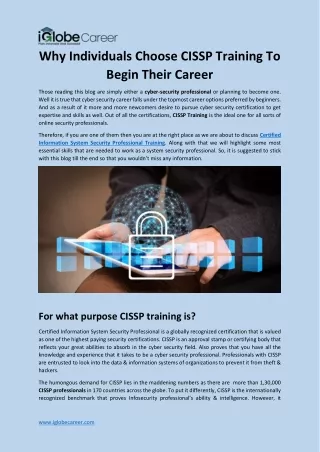 why individuals choose cissp training to begin