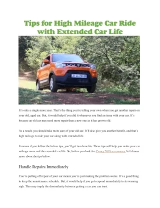 tips for high mileage car ride with extended