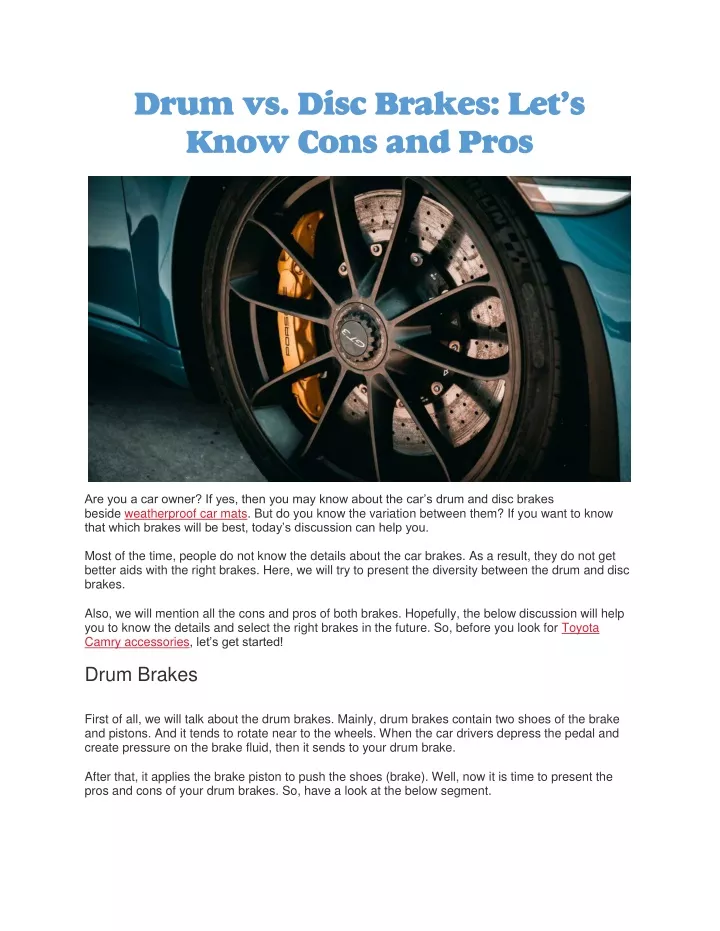 drum vs disc brakes let s know cons and pros