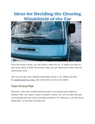 ideas for deciding the clearing windshield