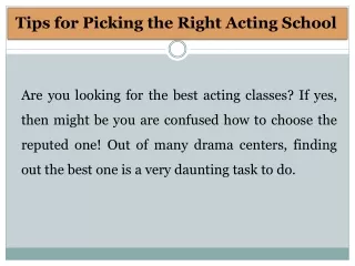 Joby Harte - Tips for Picking the Right Acting School