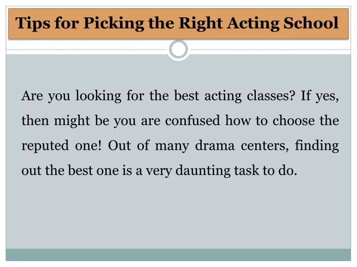 tips for picking the right acting school