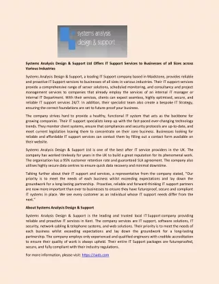 systems analysis design support ltd offers