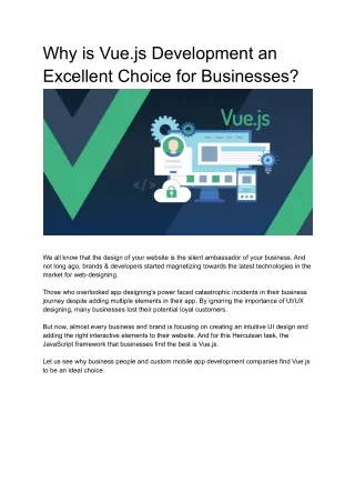 why is vue js development an excellent choice
