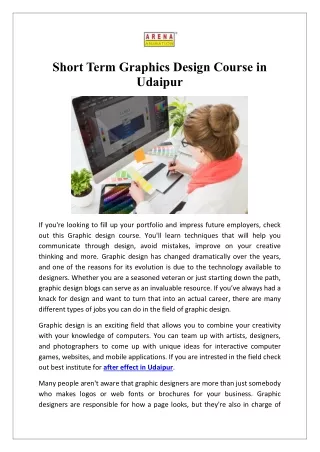 Short Term Graphics Design Course in Udaipur