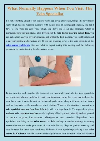 what normally happens when you visit the vein