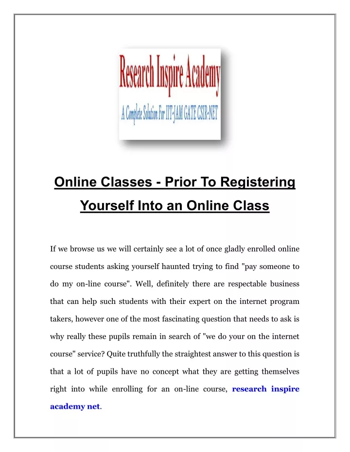 online classes prior to registering