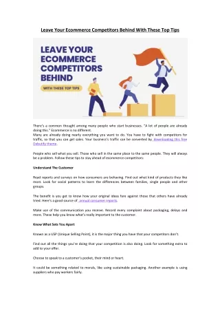 leave your ecommerce competitors behind with