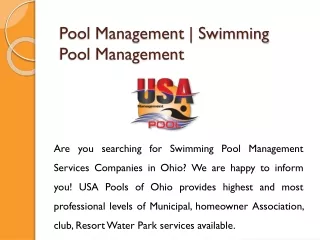 Pool Management | Swimming Pool Management