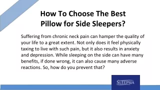 h o w to choose the best pillow for side sleepers