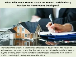 prime seller leads reviews what are some essential industry practices for new property developers