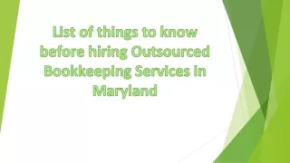 Outsourced Bookkeeping Services in Maryland- What to look for?