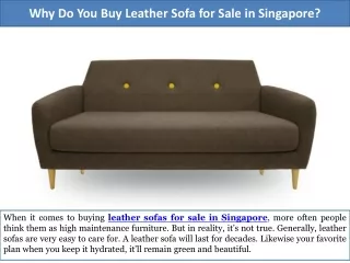 Why Do You Buy Leather Sofa for Sale in Singapore?