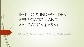 Software Testing Services and IVV Services  in USA | Ampcus Inc