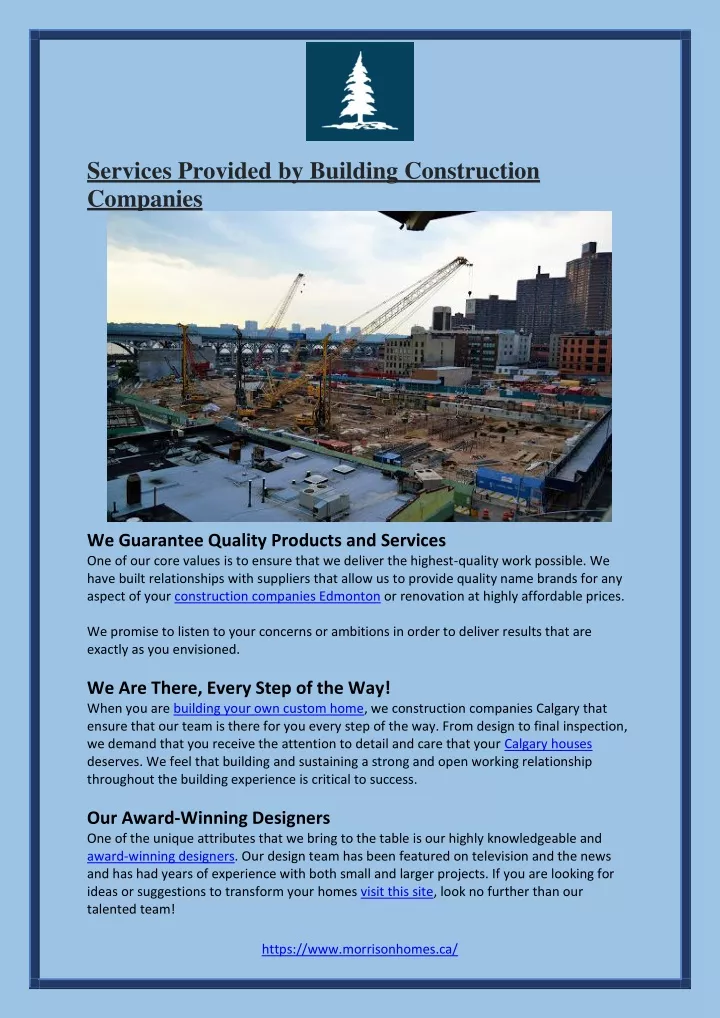 services provided by building construction