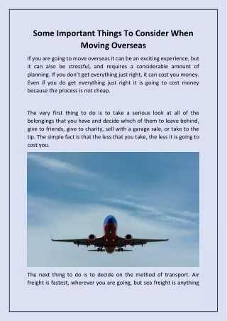 some important things to consider when moving