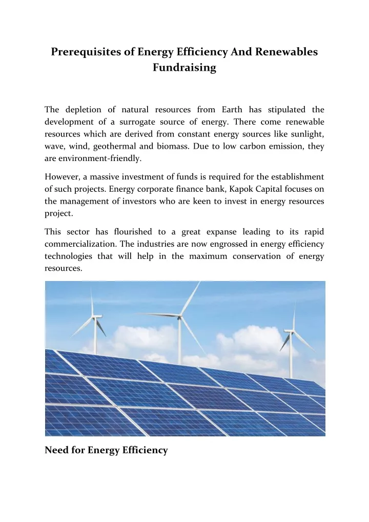 prerequisites of energy efficiency and renewables