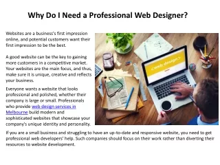 why do i need a professional web designer