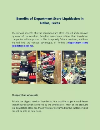 Benefits of Department Store Liquidation in Dallas