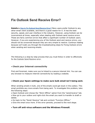 Fix Outlook Send Receive Error?