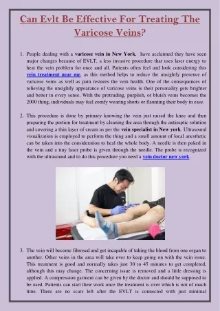 can evlt be effective for treating the varicose