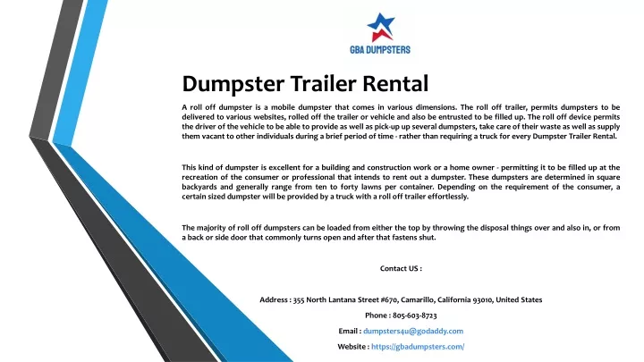 dumpster trailer rental
