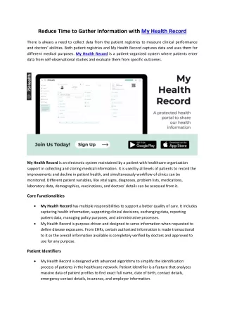 reduce time to gather information with my health