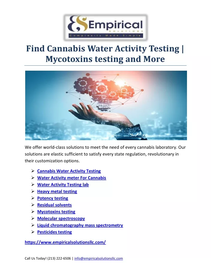 find cannabis water activity testing mycotoxins