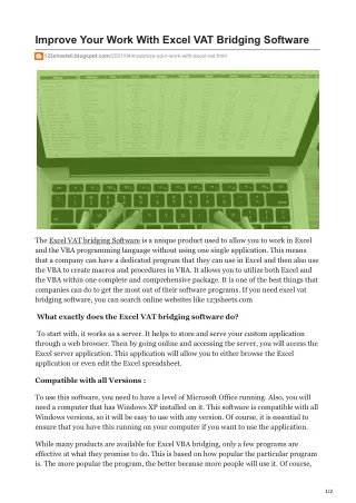 Improve Your Work With Excel VAT Bridging Software